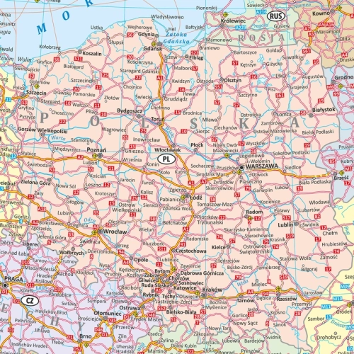 Europa. Mapa ścienna drogowa, 1:3 600 000, 120x100 cm, SwiatMap.pl